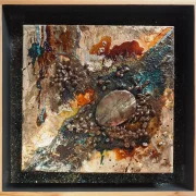 Kaffeekunst Massivholzrahmen – Pfauenblau