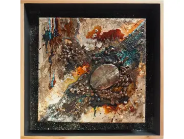 Kaffeekunst Massivholzrahmen – Pfauenblau