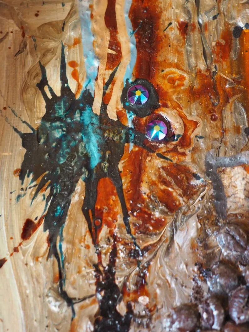 Kaffeekunst Massivholzrahmen – Pfauenblau