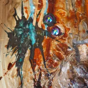 Kaffeekunst Massivholzrahmen – Pfauenblau