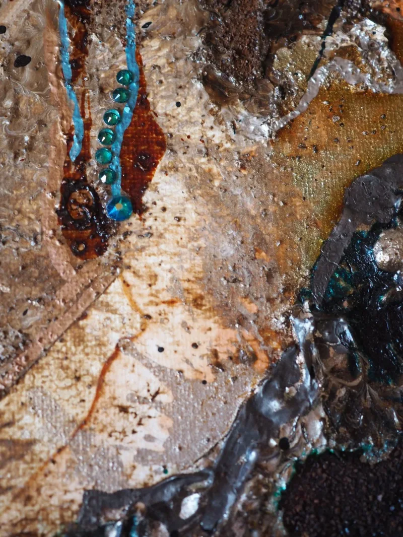 Kaffeekunst Massivholzrahmen – Pfauenblau