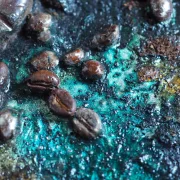 Kaffeekunst Massivholzrahmen – Pfauenblau