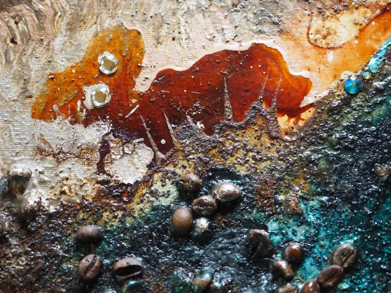 Kaffeekunst Massivholzrahmen – Pfauenblau