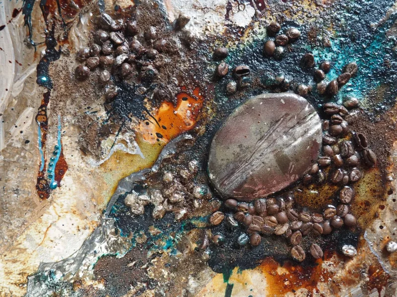 Kaffeekunst Massivholzrahmen – Pfauenblau