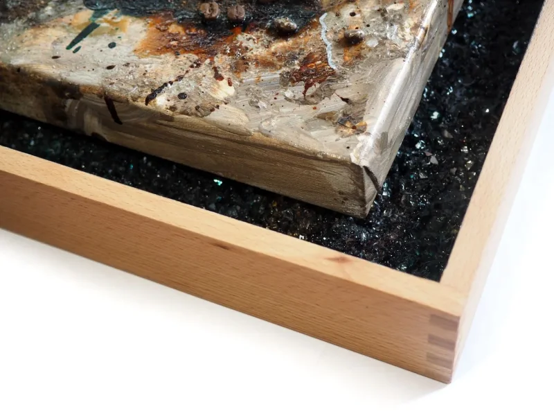 Kaffeekunst Massivholzrahmen – Pfauenblau